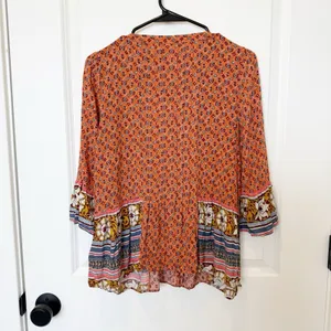 Anthropologie Floral Top Sz 6 Button Front Bell Sleeve Boho Indie‎ Festival thumbnail 6