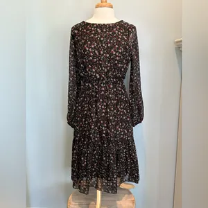 Lara Guidotti Anthropologie Floral silk blend sheer long sleeve dress size M thumbnail 2