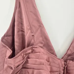 NWT Abercrombie‎ & Fitch Giselle Mauve Satin Pleated Mini Dress Large Petite thumbnail 6