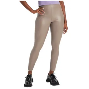 New FABLETICS Vegan Leather Pull-On Stretch Leggings Willow Bark‎ Tan Brown Sz L thumbnail 4