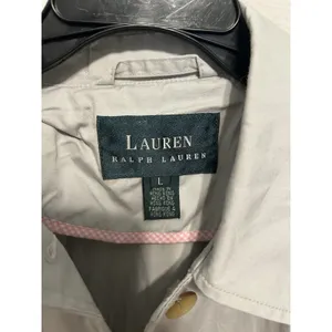 Lauren Ralph Lauren Cream Trench Coat Jacket Size Large Chic Minimalist Staple thumbnail 6
