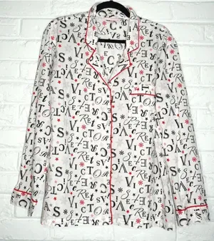 Victoria's Secret LOGO Pajama Set Size: XL Snowflake 100% Cotton Shorts thumbnail 1