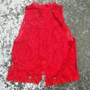 Free People Red Lace Sheer Tied To You‎ Tank Top thumbnail 2