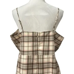 BP Brown Cream Tartan Plaid Mini Dress 1X Spaghetti Strap Sleeveless NWOT Preppy thumbnail 6