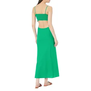 Nia Womens Spaghetti Strap Chamomile Dress Kelly Green M thumbnail 7