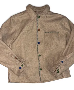 BDG Beige Shirt Jacket with Multicolor Buttons thumbnail 1