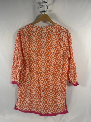 Roller Rabbit Geometric Block-Print Cotton Kurta Tunic XL thumbnail 2