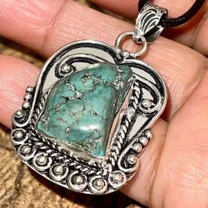Blister Stabilized Turquoise Pendant 2” Blue thumbnail 2