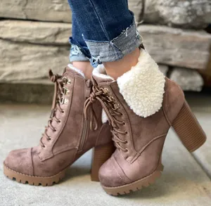 Top Moda Tan Sherpa Lug Sole Ankle Bootie thumbnail 1
