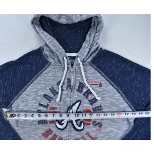 Majestic Atlanta Braves Full Zip Hoodie Blue Gray Slub Knit Baseball Womens M thumbnail 4