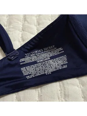 Victoria’s Secret Very Sexy Push Up Bra Underwire 32D Blue With Lace Trim thumbnail 7