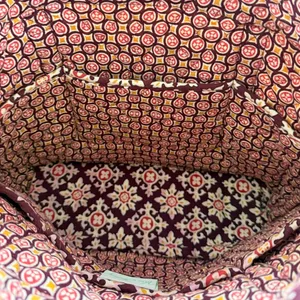 Vera Bradley Burgundy Tote Bag Quilted Cotton Large Shoulder Bag Retired 2006 thumbnail 3