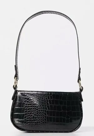 Elegant Black Croc-Embossed Women's Bag thumbnail 1