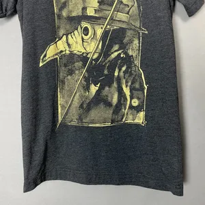 Plague Doctor T-Shirt Short Sleeves Gray Graphic‎ Tee Beaked Healer Mask Top thumbnail 5