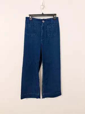 Maeve The Colette Blue High Rise Wide Leg Jeans cropped Stretch Anthro Size 2 * thumbnail 2