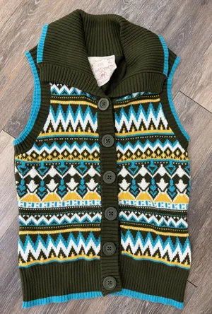 Red Camel Fair Isle Sweater Vest XL Button Front Nordic Pattern thumbnail 1