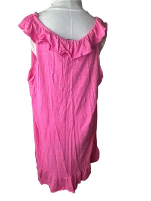 Ralph Lauren sleeveless dress ruffle pink midi size 2X 100% cotton thumbnail 5