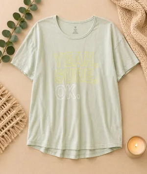 Offline by Aerie Pale Blue Green Yeah Sure Okay Graphic Tee Women Sz S thumbnail 1