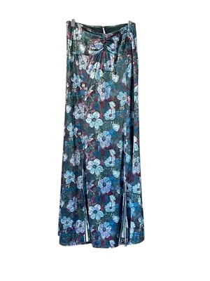 Free People Carpe Diem Convertible‎ Maxi Skirt Dress Velvet Floral Sea Glass XS thumbnail 3