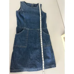 Vtg 90s Y2K Ann Taylor Jeans Denim Mini Dress Apron Pockets Contrast Stitching 4 thumbnail 6