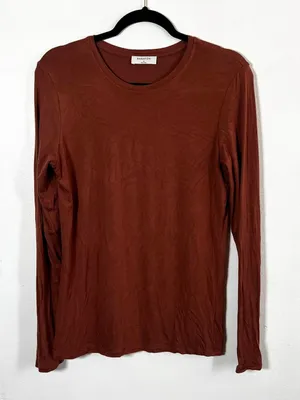 Aritzia Babaton Long Sleeve‎ Top Brown Medium Fitted Soft Casual Retro thumbnail 1