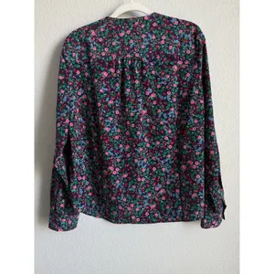 J.Crew Floral Popover Placket Blouse L Whimsygoth Cottagecore Dark Romantic Top thumbnail 8