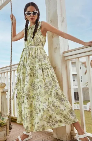 Hunter Bell Westin Midi Dress Green Gardenia S thumbnail 1