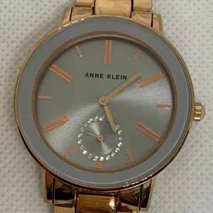 Anne Klein women watch rose gold tone small second 35mm round quartz running thumbnail 3
