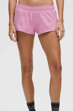 Lululemon Hotty Hot Low-Rise Lined Short 2.5" Pink Frosting Size 10 thumbnail 1