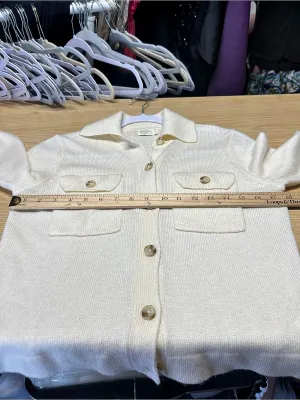 Spartina 449 Knit Polo Cardigan Seawool Cashmere Blend Cream Size S thumbnail 13