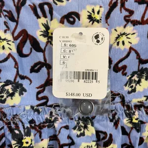 Free People Bessie Blue Babydoll Corduroy‎ Long sleeve Mini Dress NWT Sz M thumbnail 13