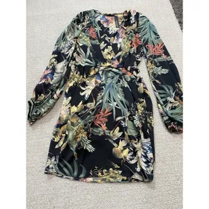 Miss Avenue Long Sleeve Black Floral Printed High Low Dress Size Medium Romantic thumbnail 13