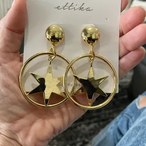 NWT Ettika Star Dangle Hoop Earrings Gold Plated‎ $44 thumbnail 5