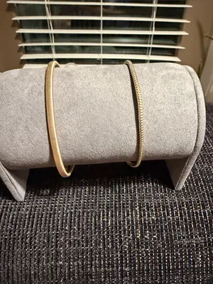 Two Kendra Scott Gold Bracelets Green and Purple Gem Accents / druzy cuff thumbnail 2