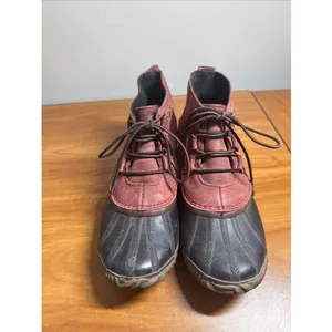 Sorel Out N About Duck Boots Womens Size 10 Red Leather Casual Lace Up Ankle thumbnail 5