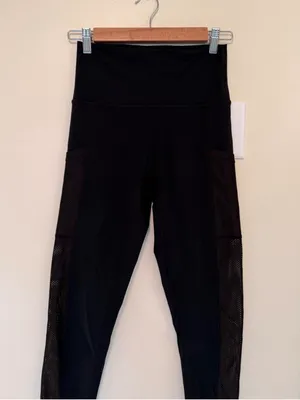 Aerie high rise mesh cutout pocket black 7/8 leggings thumbnail 2