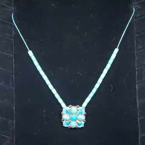 Turquoise Beaded Blue Necklace Blue thumbnail 1