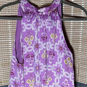 Ann Taylor Lilac Dress with Multicolor Floral Tile Print A-line Halter Dress thumbnail 2