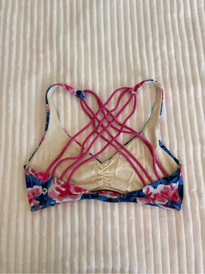Popflex Floral Blue & Pink Strappy Sports Bra Size 8 thumbnail 2