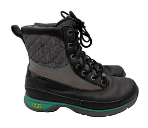 UGG Carora Waterproof Black Teal Leather Winter Boots 1005625 Womens‎ 7.5 thumbnail 1