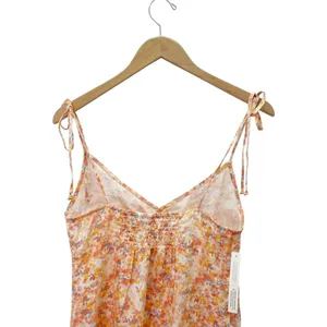 NWT Cloth & Stone Linen Floral Mini Dress Small Anthropologie Tie Strap Smocked thumbnail 5