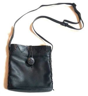 Leather Crossbody Purse with adjustable strap Black thumbnail 1