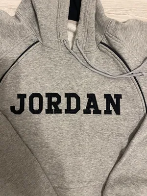 Jordan Gray Pullover Hoodie with Black Logo thumbnail 3