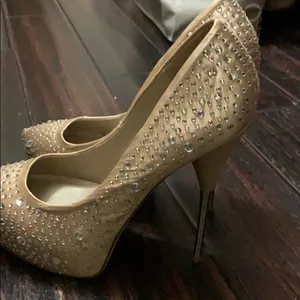 Aldo platform heels rhinestone shoes nude thumbnail 3