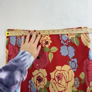 Vtg Harold’s Sz 14 Silk Skirt‎ Red Floral Ruffle Hem Pull On Bias Romantic Flowy thumbnail 7
