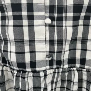 LOFT ANN TAYLOR Top Peplum Plaid Blouson Henley B&W Business Casual Size Small thumbnail 6