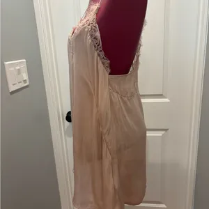 H&M Women's Lace Trim Satin Slip tunic top blush pink thumbnail 5