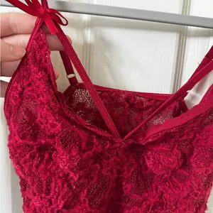 SHEIN Red Lace & Chiffon Babydoll Chemise thumbnail 2
