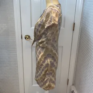 Anthropologie Maronie 💯 cotton tie dye tan/lavender tee shirt dress. Size M NWT thumbnail 5