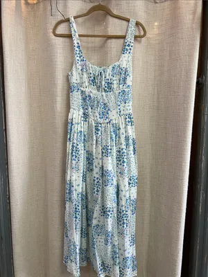 Floral Sleeveless Corset Front Tie Midi Dress Large thumbnail 7